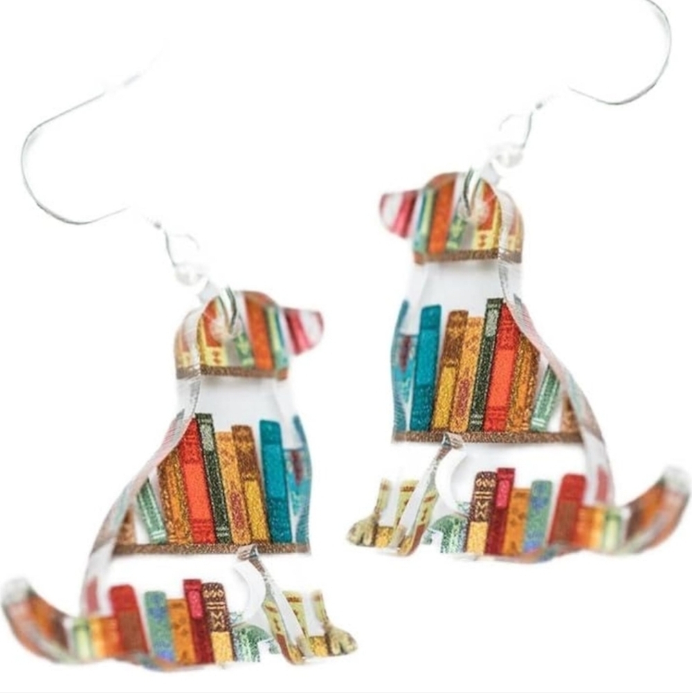 Colorful Dog Book Earrings